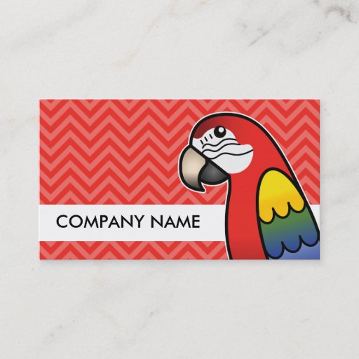 Customizable Scarlet Cartoon Macaw Parrot Bird Business Card Templates