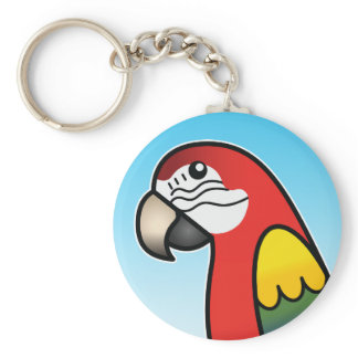 Scarlet Cartoon Macaw Parrot Bird Keychain