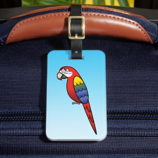 Scarlet Cartoon Macaw Parrot Bird Luggage Tag