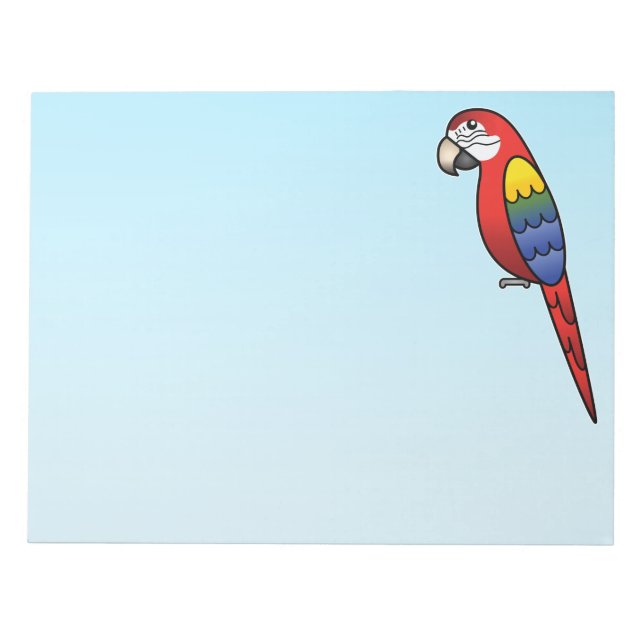 Scarlet Cartoon Macaw Parrot Bird Notepad (Front)