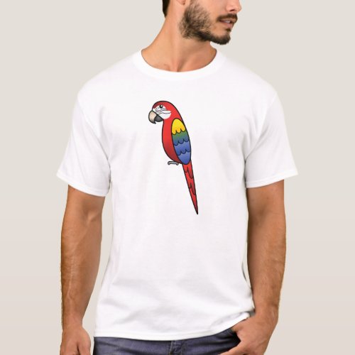 Scarlet Cartoon Macaw Parrot Bird T_Shirt