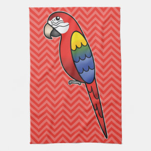 Scarlet Cartoon Macaw Parrot Bird Towel