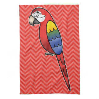 Scarlet Cartoon Macaw Parrot Bird Towel