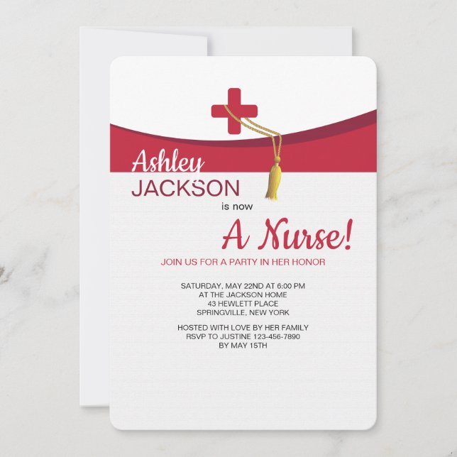 Scarlet Cross Graduation Invitation (Front)
