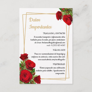 Scarlet Details Information Spanish Wedding Enclosure Card