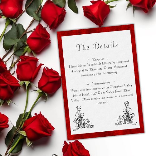 Scarlet Elegance Wedding Details  Enclosure Card