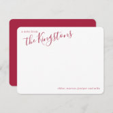 Personalised Family Address Cursive Names Gray Note Card