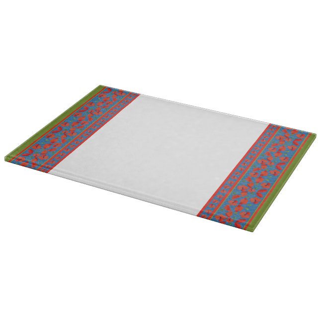 Scarlet Field Poppies Border Glass Cutting Board (Corner)