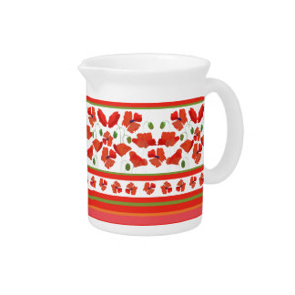 Scarlet Field Poppies Border Small Jug or Pitcher