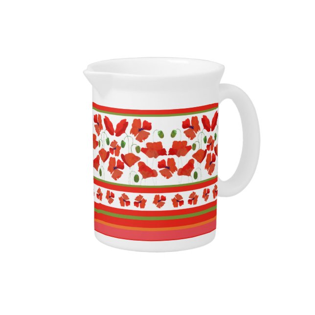 Scarlet Field Poppies Border Small Jug or Pitcher (Right)