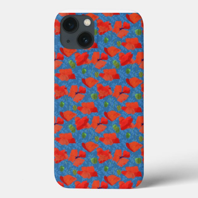 Scarlet Field Poppies on Blue iPad Case-Mate Case (Back)