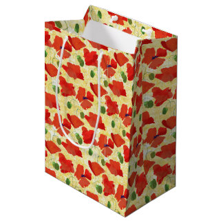 Scarlet Field Poppies on Golden Corn Background Medium Gift Bag