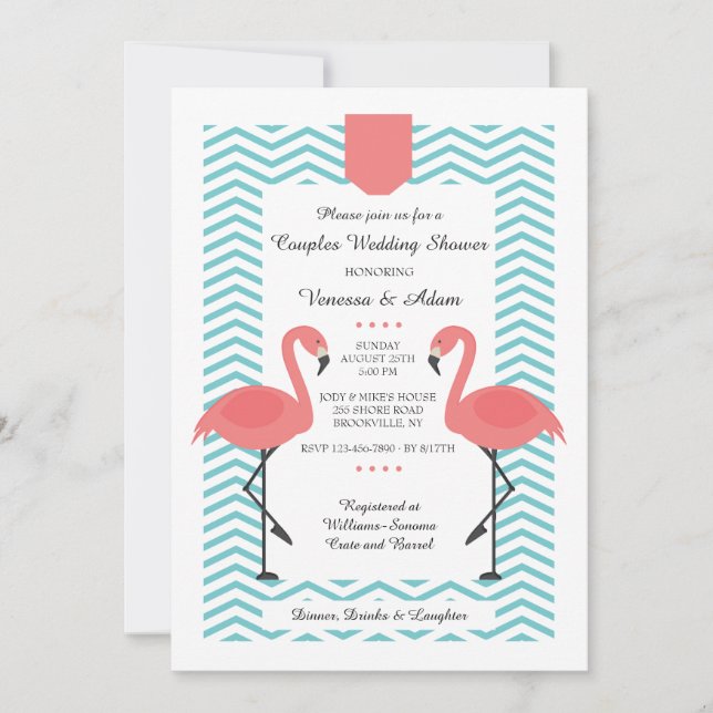 Scarlet Flamingos Invitation (Front)