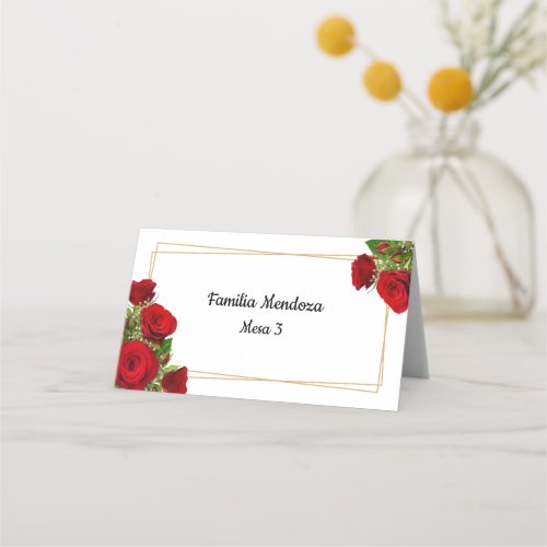 Scarlet Floral Spanish Reception Seatting Charts Place Card