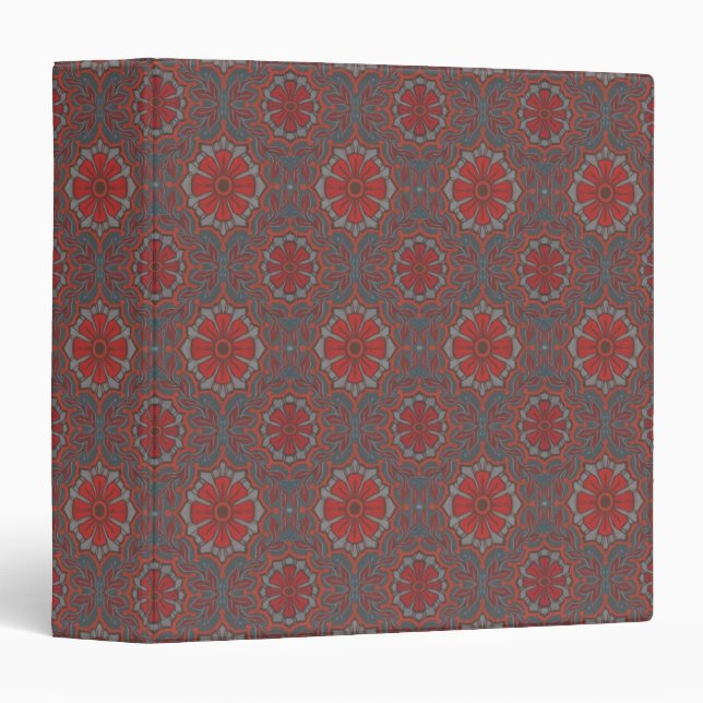 "Scarlet flower" pattern in gray, red and orange Binder (Front/Spine)