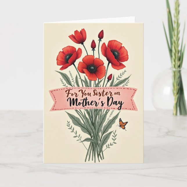 Scarlet Flowers Mothers Day Card (Front)