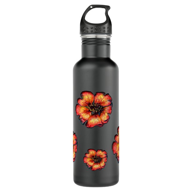 Scarlet Flowers Water Bottle (Front)