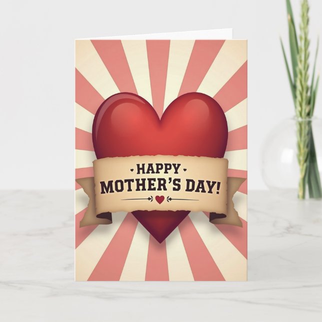 Scarlet Heart Sweet Mothers Day Card (Front)