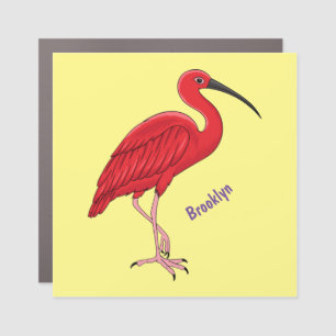 Scarlet ibis bird cartoon illustration car magnet