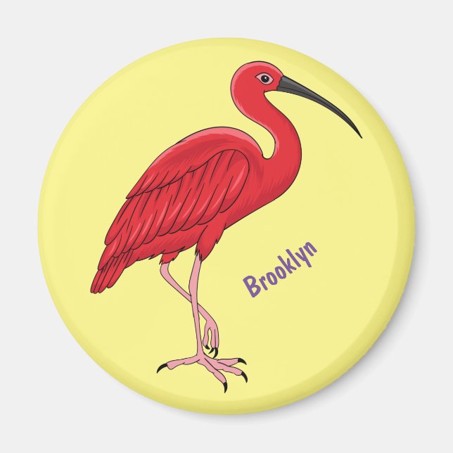 Scarlet ibis bird cartoon illustration magnet (Front)