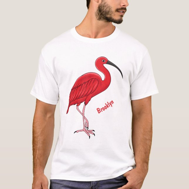 Scarlet ibis bird cartoon illustration  T-Shirt (Front)