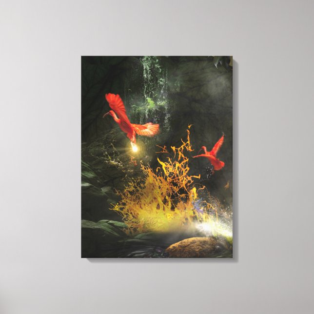 Scarlet Ibis Birds “STEALING THE LIGHT” Canvas Print (Front)