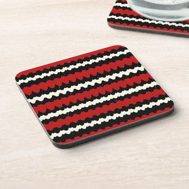 Scarlet Kingsnake Snake Skin Scales Stripe Beverage Coaster (Left Side)