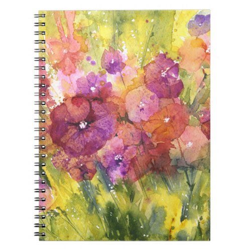 Scarlet Lilac Vintage Garden Watercolor Notebook