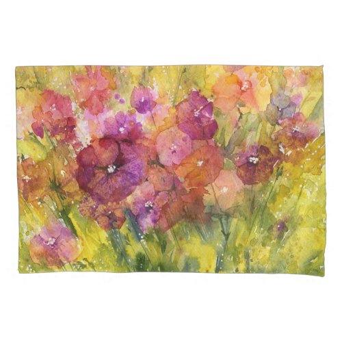 Scarlet Lilac Vintage Garden Watercolor Pillow Case
