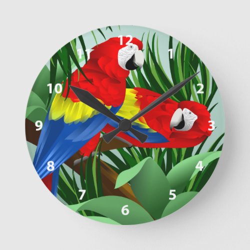 Scarlet Macaw Art Round Clock