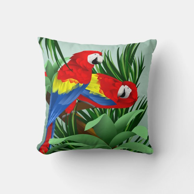 Scarlet Macaw Art Throw Pillow (Front)