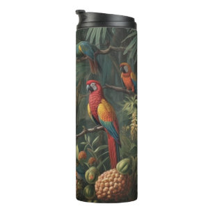 Scarlet Macaw Canopy and Pineapple Harvest Thermal Tumbler