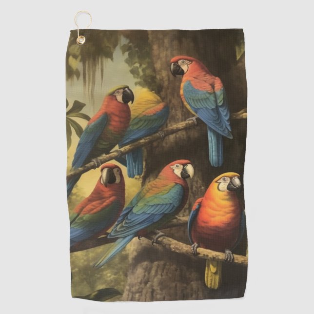 Scarlet Macaw Canopy Performance Golf Towel (Front)