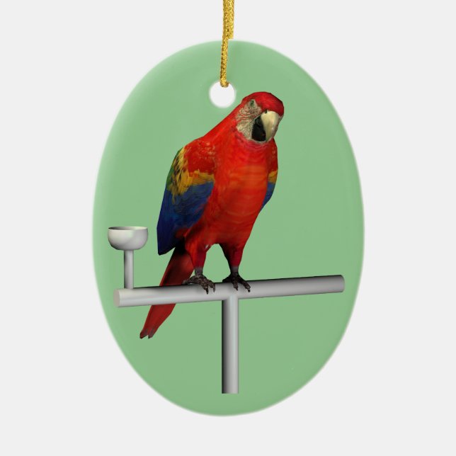 Scarlet Macaw Ceramic Ornament (Front)