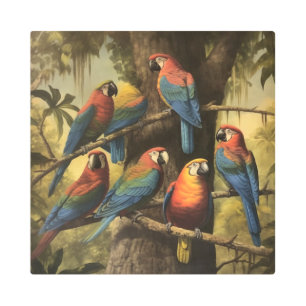 Scarlet Macaw Collective Metal Jungle  Print
