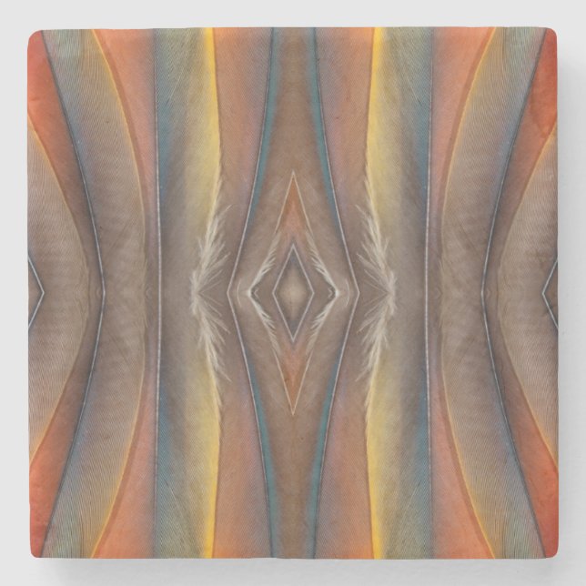 Scarlet Macaw feather design Stone Coaster (Front)
