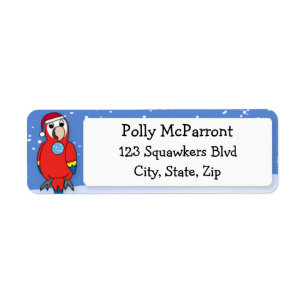 Scarlet Macaw Happy Holidays Christmas Label