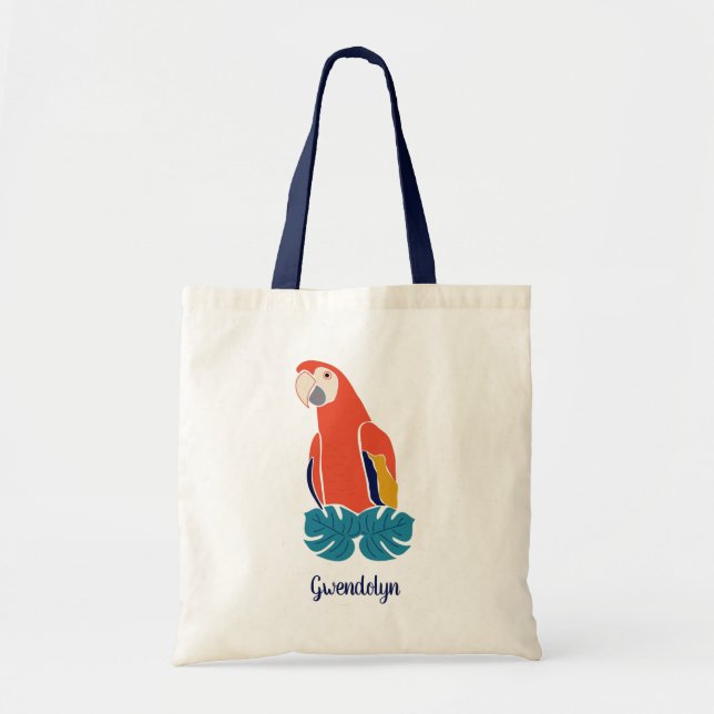 Scarlet Macaw in Red Personalized Tote Bag (Front)