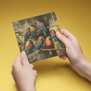 Scarlet Macaw Jungle Gathering Vibrant Botanical 