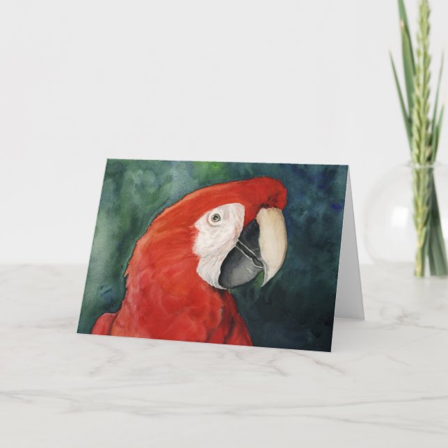 "Scarlet Macaw" Original Art Notecard (Front)