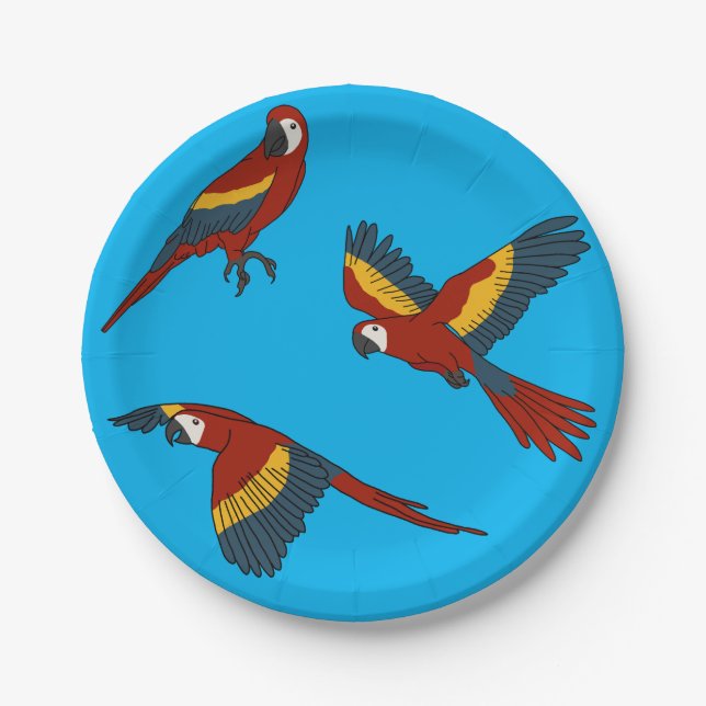 Scarlet Macaw Paper Plates (Front)