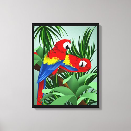 Scarlet Macaw Parrot Art Canvas Print