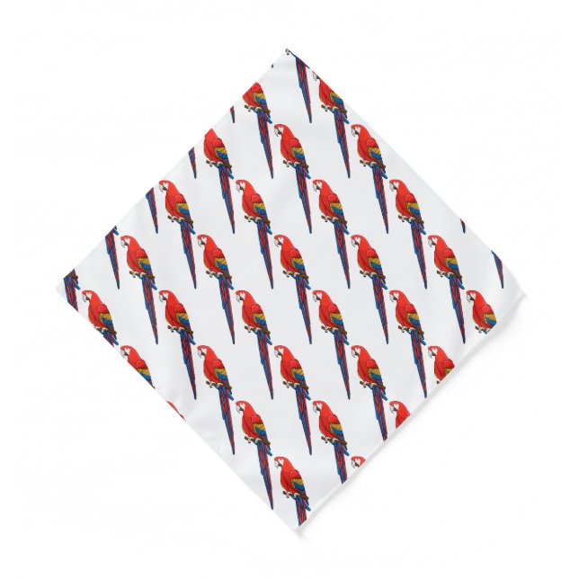 Scarlet macaw parrot cartoon illustration bandana (Front)