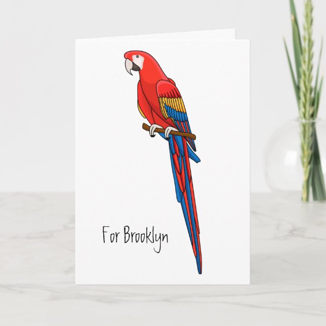 Scarlet macaw parrot cartoon illustration card (Front)