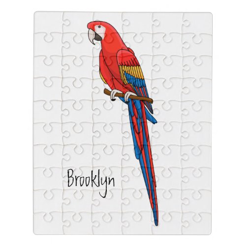 Scarlet macaw parrot cartoon illustration jigsaw puzzle