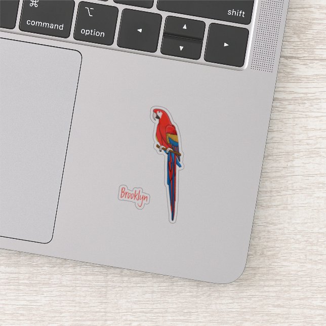 Scarlet macaw parrot cartoon illustration sticker (Detail)