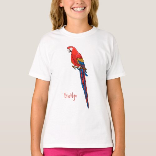 Scarlet macaw parrot cartoon illustration T_Shirt