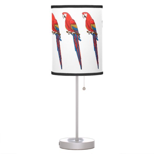 Scarlet macaw parrot cartoon illustration  table lamp
