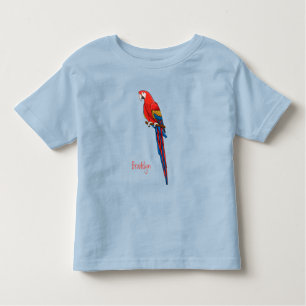 Scarlet macaw parrot cartoon illustration toddler t-shirt