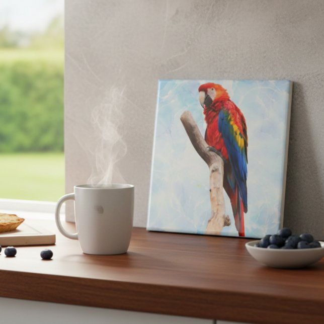 Scarlet Macaw Parrot Ceramic Tile (Creator Uploaded)